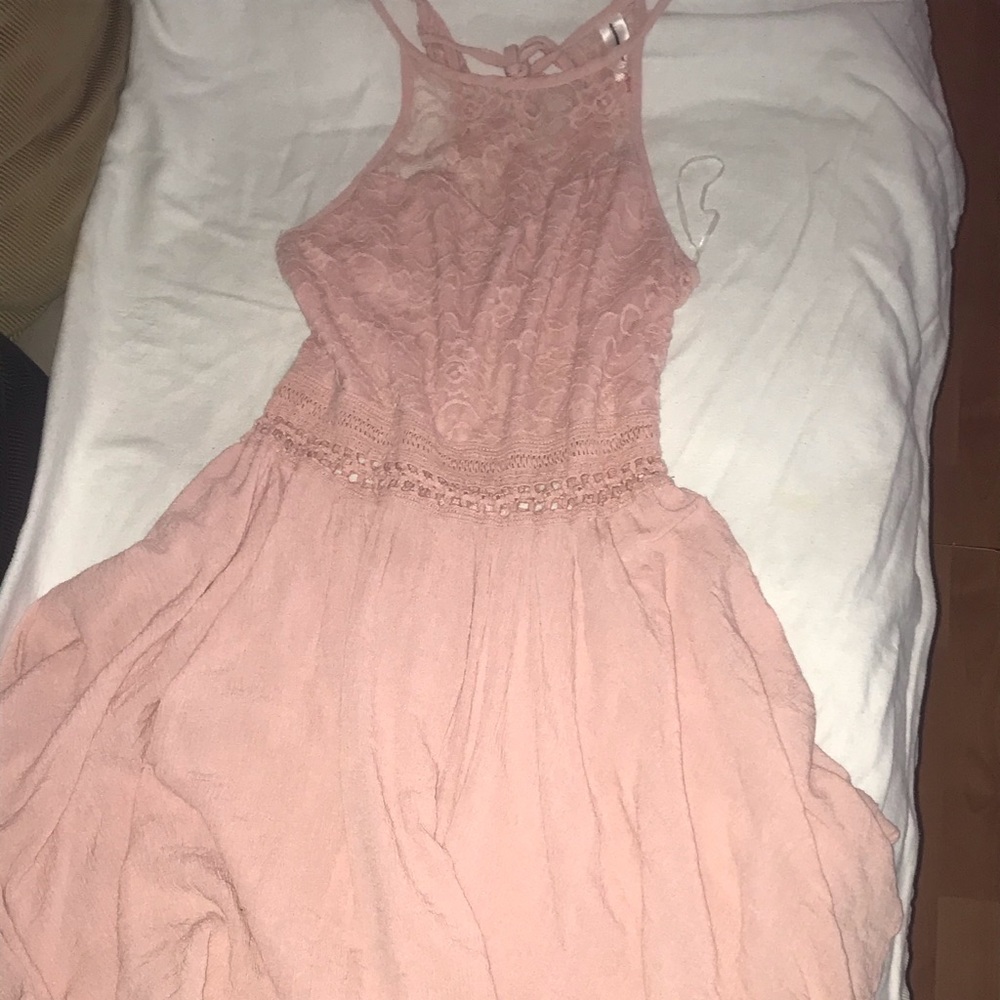 Blushing Pink Asymmetrical handkerchief Lace Dress